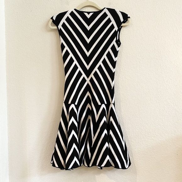 Banana Republic Black And White Chevron Stripe Knit Sleeveless Dress XS Petite - Picture 6 of 9
